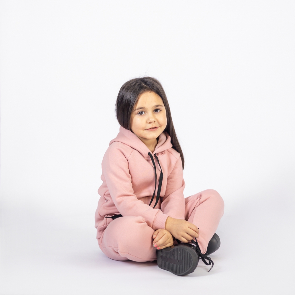 296-П. Свитшот с капюшоном  + Штаны, хлопок 65%, 35% ПЭ, 3-х нитка (начес) пудра 98,104,110,116