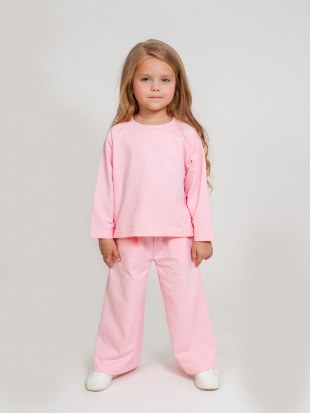 323-Р. Костюм детский Палаццо, розовый, 70% хлопок, 25% ПЭ, 5% лайкра, футер 2-х нитка без начеса, размеры 146,152,158