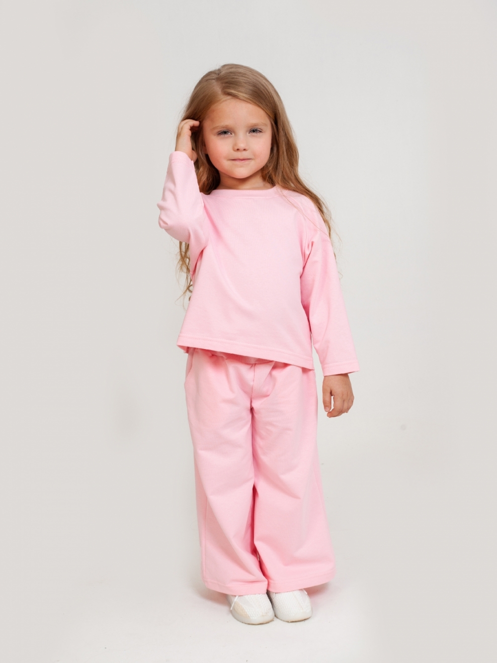 323-Р. Костюм детский Палаццо, розовый, 70% хлопок, 25% ПЭ, 5% лайкра, футер 2-х нитка без начеса, размеры 146,152,158