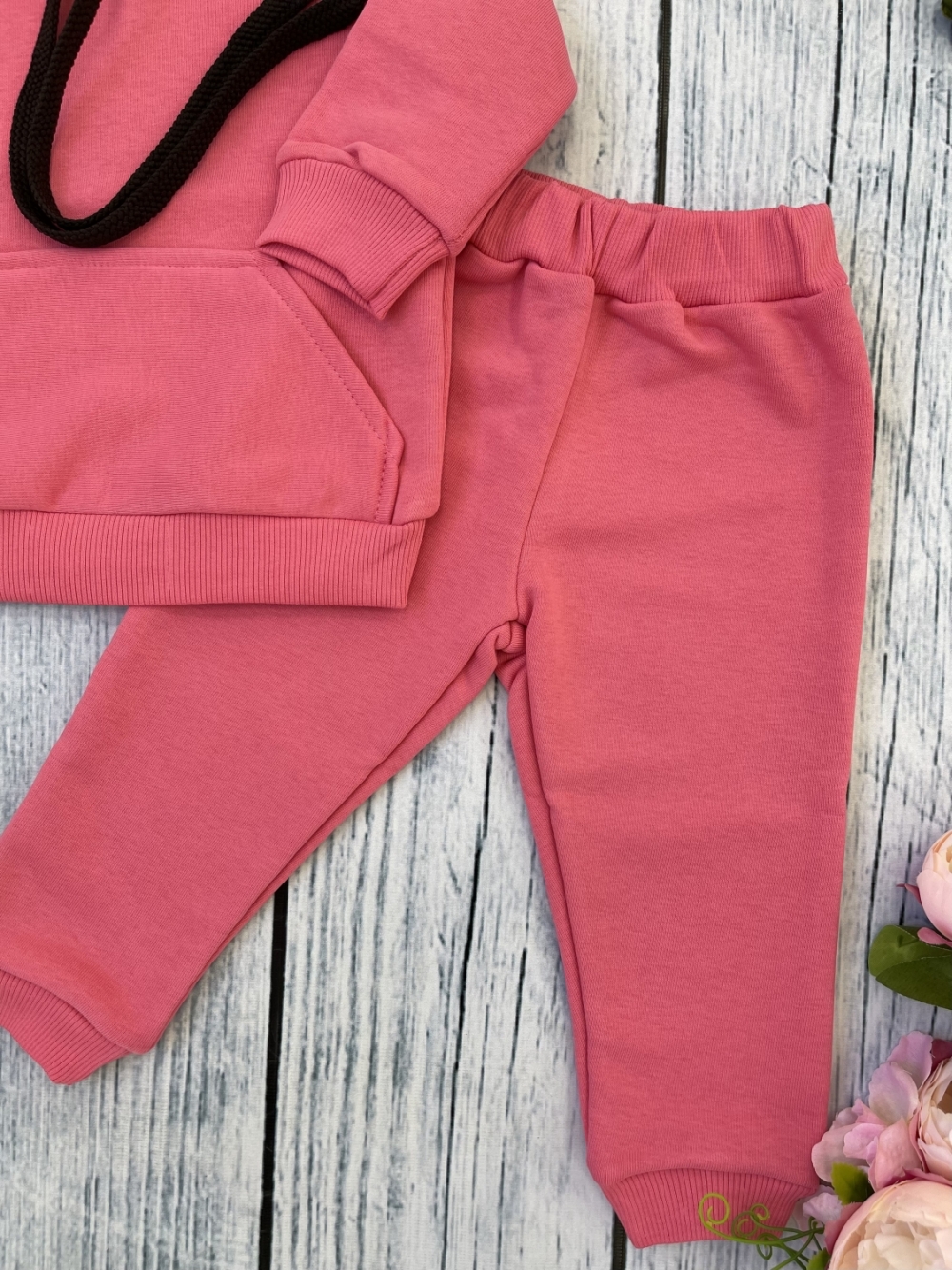 311-М. Свитшот с капюшоном + Штаны, хлопок 65%, 35% ПЭ, 3-х нитка ( без начеса) малина 80,86,92