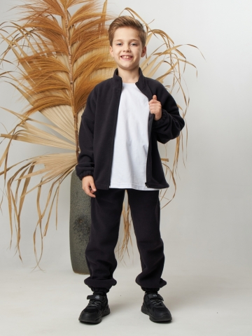 Купить оптом 331. Костюм детский (Брюки+Толстовка), темно серый, 100% полиэстер, р. 122,128,134,140 в Сыктывкаре