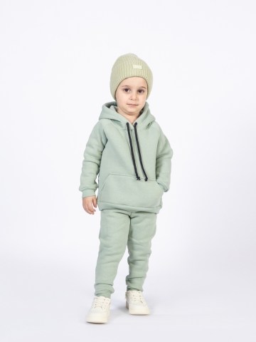 296-ОЛ. Свитшот с капюшоном  + Штаны, хлопок 65%, 35% ПЭ, 3-х нитка (начес) оливковый 80,86,92