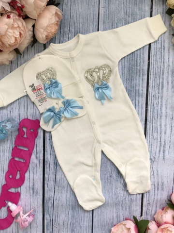 Купить оптом 165. Комбинезон с шапкой и царапками,100% хлопок интерлок в Сыктывкаре