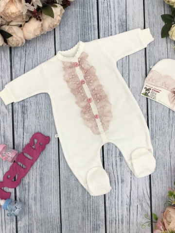 260-П. Комбинезон с шапкой, хлопок 80% велюр 20% ПЭ пудра