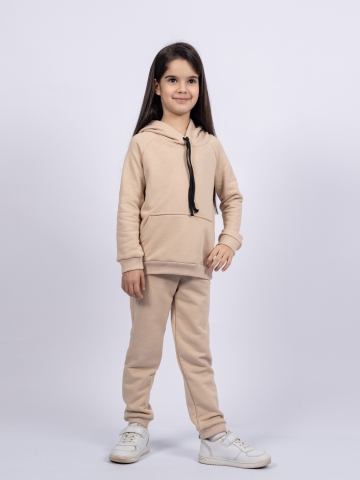 311-КП. Свитшот с капюшоном + Штаны, хлопок 65%, 35% ПЭ, 3-х нитка ( без начеса) капучино 98,104,110,116