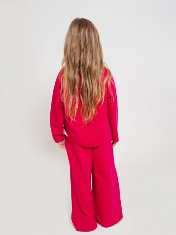 323-Ф. Костюм детский Палаццо, фуксия, 70% хлопок, 25% ПЭ, 5% лайкра, футер 2-х нитка без начеса, размеры 146,152,158