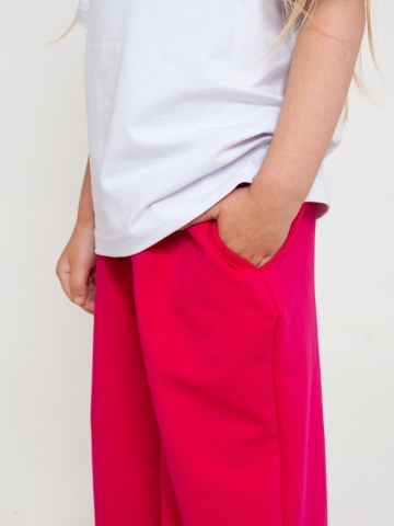 323-Ф. Костюм детский Палаццо, фуксия, 70% хлопок, 25% ПЭ, 5% лайкра, футер 2-х нитка без начеса, размеры 146,152,158