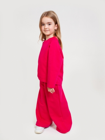 323-Ф. Костюм детский Палаццо, фуксия, 70% хлопок, 25% ПЭ, 5% лайкра, футер 2-х нитка без начеса, размеры 146,152,158