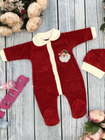 242. Комбинезон Санта, хлопок 80% велюр 20%  ПЭ 56,62,68