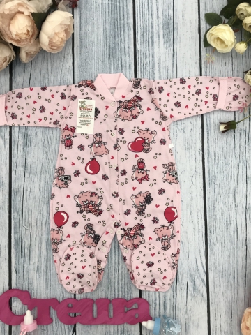 Купить оптом 295-Р. Комбинезон, хлопок 100 % кулирка 56,62,68,74,80, розовый в Сыктывкаре