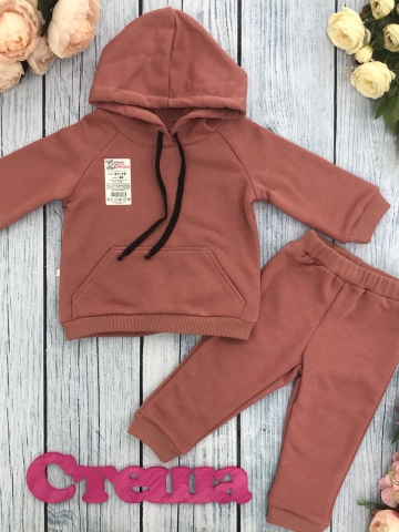 Купить оптом 311-ТР. Свитшот с капюшоном + Штаны, хлопок 65%, 35% ПЭ, 3-х нитка ( без начеса) терракот 98,104,110,116 в Сыктывкаре
