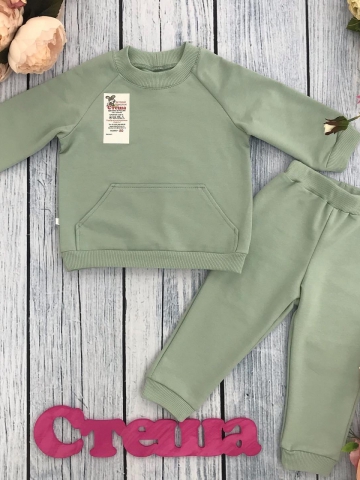 Купить оптом 312-ОЛ. Свитшот+ Штаны , хлопок 70%, 25% ПЭ, 5% лайкра, 2 нитка петля без начеса, олива 98,104,110,116 в Сыктывкаре