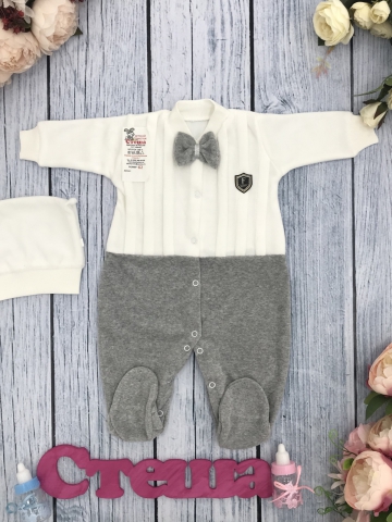 Купить оптом 302-С. Комбинезон складки  хлопок 80% велюр, 20 % ПЭ, р 56,62 , серый в Сыктывкаре