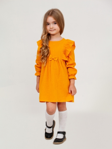 321-Я. Платье из муслина детское, хлопок 100% янтарный, р. 98,104,110,116