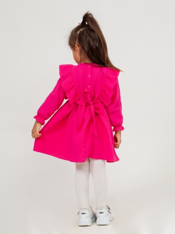 321-Ф. Платье из муслина детское, хлопок 100% фуксия, р. 98,104,110,116